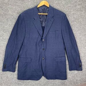 Davide Cenci Blazer Jacket Men’s 44R Navy Blue, Silk/Linen/Wool Blend 23” Chest